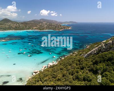 Spiaggia Plage de Santa Giulia e costa Corsica Francia prospettiva aerea Foto Stock