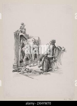 Xilografo di Robert Neergaard (1840-1912) e Erik Henningsen (1855-1930) che illustra "i nuovi vestiti dell'Imperatore", raffigurando tecniche di illustrazione letteraria danese del XIX secolo. Foto Stock