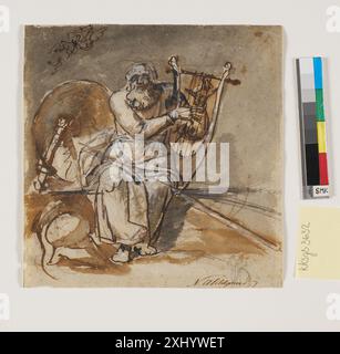 Un disegno di Nicolai Abildgaard (1743-1809) che rappresenta una scena ispirata a Ossian o Omero, concentrandosi su figure, composizione e narrazione mitologica. Foto Stock