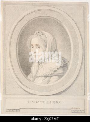 Disegno di Marie Jeanne Clemens raffigurante un ritratto di Madame Lignot, che mostra il profilo, le caratteristiche facciali e l'abbigliamento. Foto Stock