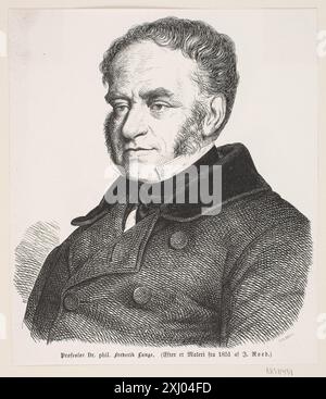 Un'impronta xilografica raffigurante il Prof. Dr. phil. Frederik Lange Nielsen (1831-1874), che mostra tratti facciali, abbigliamento e ritrattistica danese della metà del XIX secolo. Foto Stock