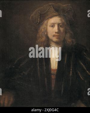 Young Man in a Pearl-trimmed Cap Rembrandt van Rijn (værksted) 1606 - 1669, Hoogstraten, Samuel van 1627 - 1678, Rembrandt van Rijn 1606 - 1669 Pittura Rembrandt: Gemälde. 630 Abbildungen, A. Bredius, p. 287 (afb.), 12170, 1935. Rembrandt, Wilhelm Bode, vol. Vi (1901) nr. 451 (afb. ca. 1656), 1360a, 1897-1905. Malerisamlingens Tilvækst og Tilpasning gennem Tiderne. Galleriet under Spengler og Høyens Revision, Peter Hertz, 344 (afb.), 15041, 1925. Nogle Restaurerings-resultater, Karl Madsen, 140, 2002-657, 1920. Rembrandt?: Il maestro e la sua bottega, Lene Bøgh Rønberg, Kat. 38, pag. 244- Foto Stock