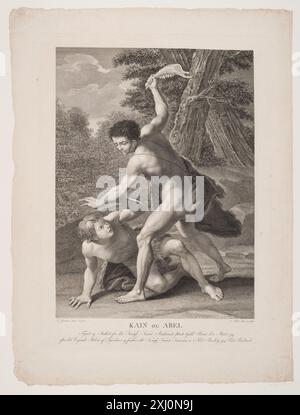 Caino uccide Abel Flint, Andreas 1767 - 1824, Giordano, Luca 1634 - 1705 incisione in rame, Print Weilbach: dansk kunstnerleksikon, Ubekendt, p. 320, 55278, 1994-2000 Kain dræber Abel Foto Stock