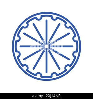 Collezione di marchi lineari con logo Ashoka Wheel Icon in bianco e nero per il Web Illustrazione Vettoriale