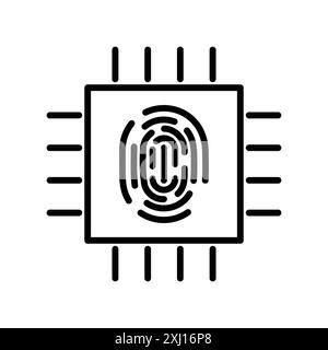 Icona biometrica lineare logo set collezione in bianco e nero per il Web Illustrazione Vettoriale