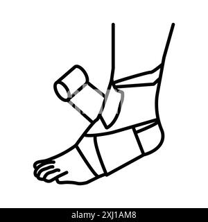 Icona della benda elastica con logo lineare collezione in bianco e nero per il Web Illustrazione Vettoriale