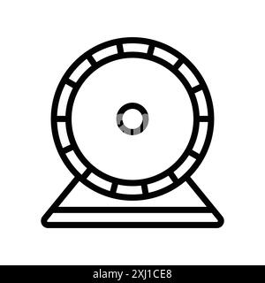 Icona della ruota del criceto collezione di marchi con logo lineare in bianco e nero per il Web Illustrazione Vettoriale