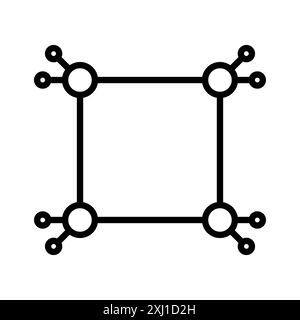 Icona della formula molecolare ciclobutano, logo lineare, collezione in bianco e nero per il Web Illustrazione Vettoriale