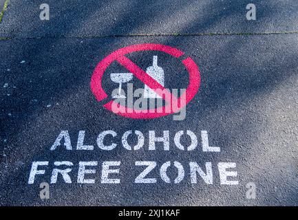 Cartello di divieto zona priva di alcool, Wellington, nuova Zelanda Foto Stock