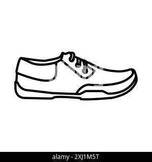 Icona delle scarpe da uomo collezione con logo lineare in bianco e nero per il Web Illustrazione Vettoriale