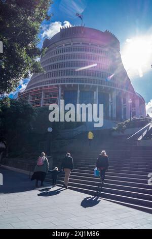 'L'Alveare' edificio governativo da Basil Spence e Fergus Sheppard, 1969-1979, Wellington, Nuova Zelanda Foto Stock