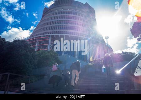 'L'Alveare' edificio governativo da Basil Spence e Fergus Sheppard, 1969-1979, Wellington, Nuova Zelanda Foto Stock