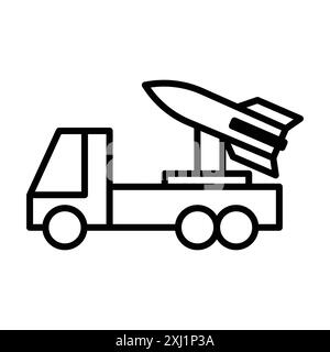 Icona missile Launcher logo lineare Set collezione in bianco e nero per il Web Illustrazione Vettoriale