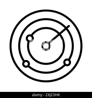 icona di rilevamento radar, set di marchi con logo lineare in bianco e nero per il web Illustrazione Vettoriale