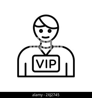 icona persona vip con logo lineare, set di marchi in bianco e nero per il web Illustrazione Vettoriale