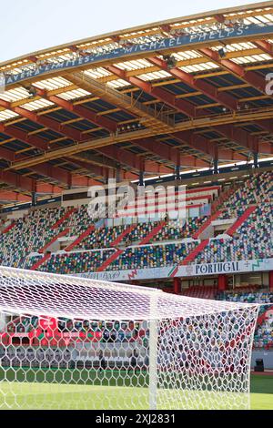 Leiria, Portogallo. 16 luglio 2024. Leiria, Portogallo, 16 luglio 2024: Stadio prima della partita internazionale delle qualificazioni europee femminili tra Portogallo e Malta all'Estadio Dr Magalhaes Pessoa di Leiria, Portogallo. (Pedro Porru/SPP) credito: SPP Sport Press Photo. /Alamy Live News Foto Stock