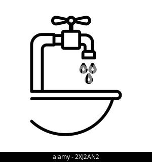 icona lavabo linear logo set collezione in bianco e nero per il web Illustrazione Vettoriale