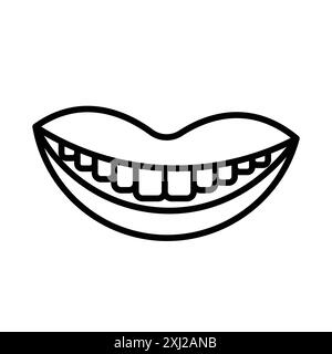 icona smile with teeth collezione di marchi con logo lineare in bianco e nero per il web Illustrazione Vettoriale