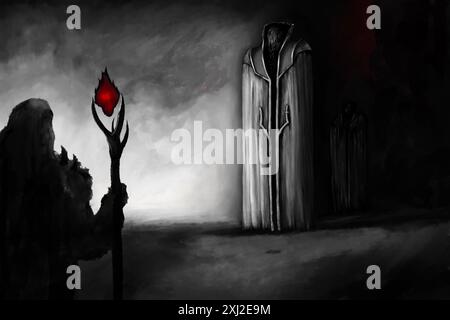 Fantasy mondo oscuro, concetto di personaggi Foto Stock