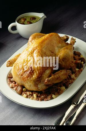 Il tacchino arrosto con castagne Foto Stock