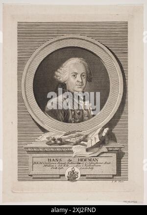 Hans de Hofman Haas, meno 1752 - 1833 incisione in rame, Print Samlinger til en beskrivende Catalog Over Portraiter af Danske, Norske og Holstenere, A. Strunk, Nr. 1164, 2303, 1865-1882. Danske portrætter i kobberstik, litografi og træsnit: en beskrivende fortegnelse, P.B.C. Westergaard, Nr. 4987, C 3997:1-2 da, 1930-1933 Hans de Hofman Foto Stock