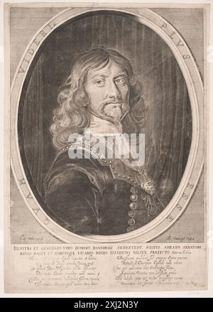 Hannibal Sehested Haelwegh, Albert 1598 - 1673, Mander III, Karel van 1607 - 1670 incisione in rame, Print Kobberstikkeren Albert Haelwegh, Jørgen Sthyr, nr. 137, 14099, 1938. Geschichte der königlichen Kupferstichsammlung zu Copenhagen: ein Beitrag zur Geschichte der Kunst und Ergänzung der Werke von Bartsch und Brulliot, Baron C.F. von Rumohr, nr. 106, 14269, 1835. Catalogo di disegni di artisti olandesi e fiamminghi conservati nel Dipartimento di stampe e disegni del British Museum, Arthur M. Hind, nr. 106, 6544, 1915-1932. Danske portrætter i kobberstik, litografi og træsnit: en beskriv Foto Stock