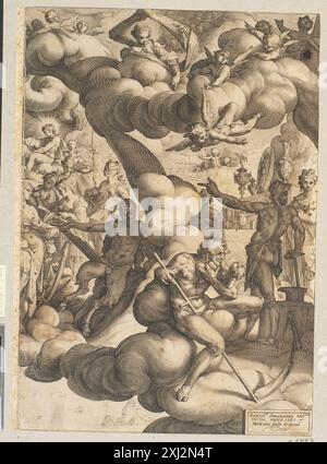 The Wedding of Cupid and Psyche Goltzius, Hendrick 1558 - 1617, Spranger, Bartholomeus 1546 - 1611 Copper Engraving the Illustrated Bartsch 3, Commentary, Netherlandish Artists, Hendrik Goltzius, Walter L. Strauss, 277, C 36169, 1982. Incisioni, incisioni e xilografie olandesi e fiamminghe ca. 1450-1700, F.W.H. Hollstein, VII, 322, C 38945, [1949]-2010 il matrimonio di Cupido e Psiche Foto Stock