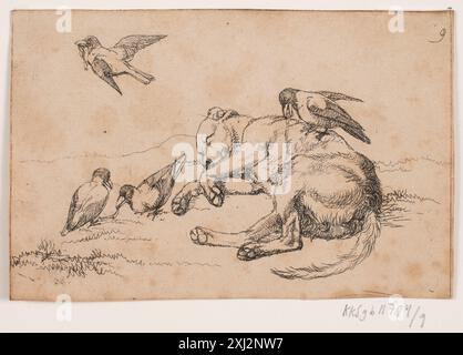 Incisione di Lorenz Frølich intitolata immagine 9, parte di una collezione di illustrazioni e stampe dell'artista provenienti dalla Danimarca del XIX secolo. Foto Stock