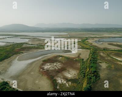 Montenegro - Vista aerea in una parte del Parco naturale Solana Ulcinj. Foto di alta qualità Foto Stock