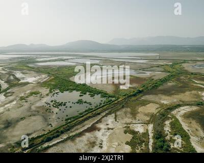 Montenegro - Vista aerea in una parte del Parco naturale Solana Ulcinj. Foto di alta qualità Foto Stock