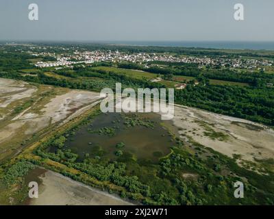 Montenegro - Vista aerea in una parte del Parco naturale Solana Ulcinj. Foto di alta qualità Foto Stock