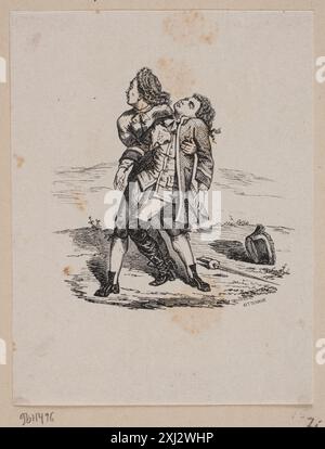 E Duel Kittendorff, Axel Theodor 1821 - 1868, Kittendorff, Adolph 1820 - 1902 Woodcut, Print EN Duel Foto Stock