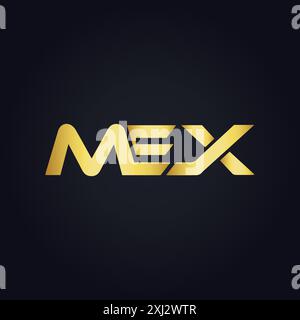 Logo MEX. DESIGN M E X. Lettera mex bianca. Design del logo MEX, M e X Letter. Logo M e X Letter in ORO, LOGO GOLDEN, TRE, stile. set di logo letter Illustrazione Vettoriale