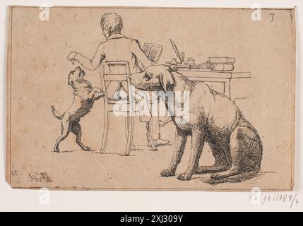 Incisione di Lorenz Frølich etichettata immagine 7, che mostra un'illustrazione del XIX secolo dal suo catalogo di stampe e opere d'arte. Foto Stock