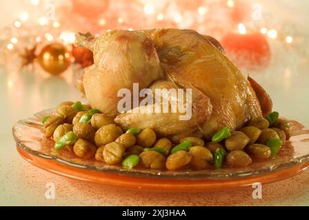 Il tacchino arrosto con castagne Foto Stock