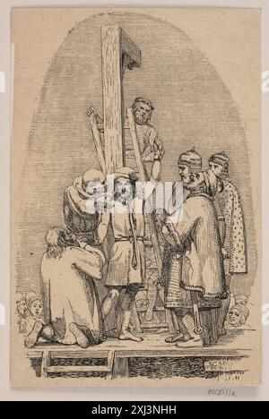 Owl Games at the Gallows Flinch, Andreas 1813 - 1872, Frølich, Lorenz 1820 - 1908 Woodcut, Print Lorens Frölich: Fortegnelse over Kunstnerens Illustrationer, Raderinger m.m., Pietro Krohn, Nr. 16, 1612, 1900 Uglspil ved galgen Foto Stock