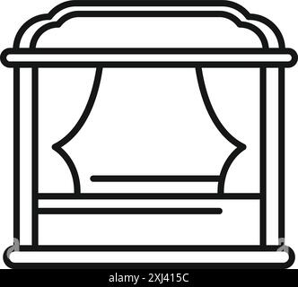 Icona di linea semplice che rappresenta un letto a baldacchino, perfetta per progetti relativi a mobili, interior design e arredamento Illustrazione Vettoriale