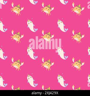 Modello natalizio per bambini con coriandoli e simpatici animali. Invito al compleanno dei bambini e festeggiamenti senza interruzioni. Personaggio carino con unicorno Illustrazione Vettoriale