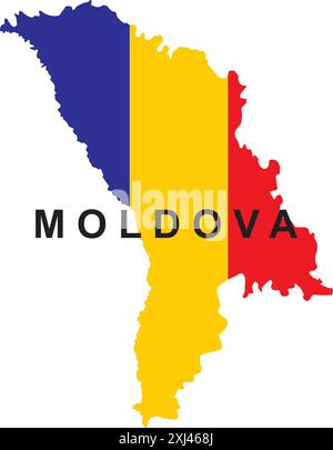 Illustrazione vettoriale della mappa Moldavia design semplice Illustrazione Vettoriale