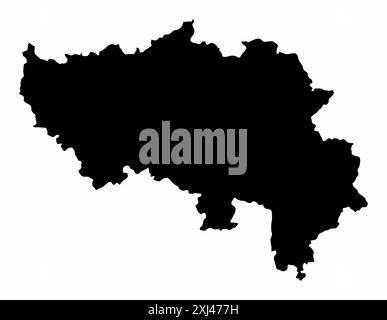 Mappa di silhouette di Liegi isolata su sfondo bianco, Belgio Illustrazione Vettoriale