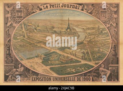 Copertina vintage del le Petit Journal con l'esposizione universale del 1900 con illustrazioni di monumenti storici. Foto Stock