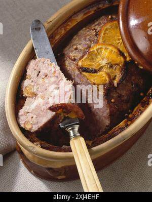 Terrina d'anatra e d'arancia Foto Stock