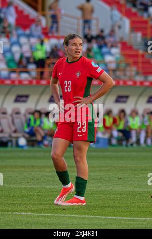 Leiria, Portogallo. 16 luglio 2024. Leiria, Portogallo, 16 luglio 2024: Telma Encarnaceo (23 Portogallo) durante la partita internazionale delle qualificazioni europee femminili tra Portogallo e Malta all'Estadio Dr Magalhaes Pessoa di Leiria, Portogallo. (Pedro Porru/SPP) credito: SPP Sport Press Photo. /Alamy Live News Foto Stock