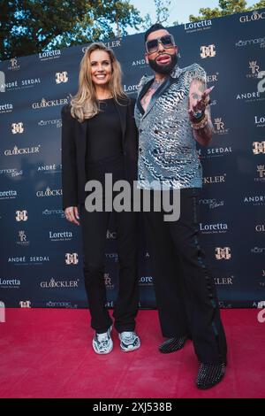 Jenice, alias Franziska Czurratis e Harald Gloeoeckler, alla prima Fashion Night con Harald Gloeoeckler per la sua nuova collezione di moda Teuber By Foto Stock