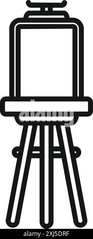 Il cavalletto in legno è in piedi e pronto per un artista a iniziare a dipingere Illustrazione Vettoriale
