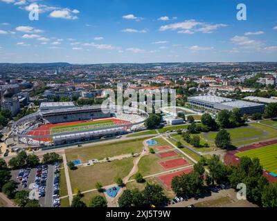 La capitale dello stato, Dresda, sta trasformando lo stadio in un moderno e polifunzionale centro sportivo ed eventi per sport competitivi e popolari. Foto Stock