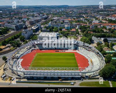La capitale dello stato, Dresda, sta trasformando lo stadio in un moderno e polifunzionale centro sportivo ed eventi per sport competitivi e popolari. Foto Stock