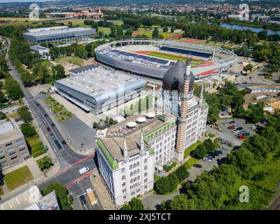 La capitale dello stato, Dresda, sta trasformando lo stadio in un moderno e polifunzionale centro sportivo ed eventi per sport competitivi e popolari. Foto Stock