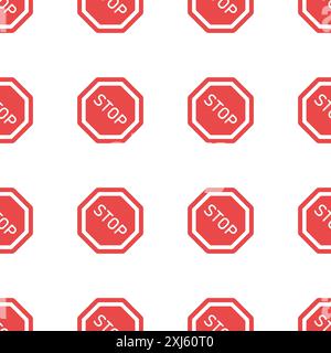 L'icona di divieto che si ripete all'infinito. Semplice vettore di sfondo Web. Pericolo consistenza. Modello di sfondo con segnale di arresto della costruzione. Illustrazione Vettoriale