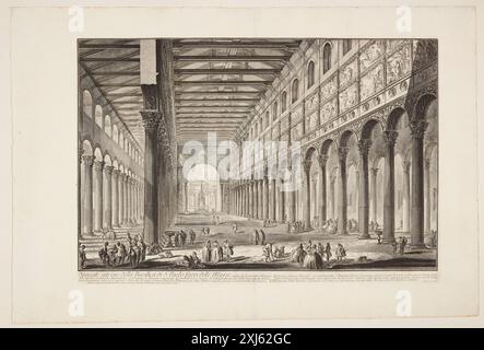 Veduta in sezione dell'interno della Basilica di San Paolo fuori le Mura, Roma Piranesi, Giovanni Battista 1720 - 1778, Piranesi, Francesco 1754 - 1810 incisione, Stampa Giovanni Battista Piranesi, Henri Focillon, nr. 792, 40762, 1967. Giovanni Battista Piranesi: Le incisioni complete, John Wilton-Ely, nr. 138, 55434, 1994. Giovanni Battista Piranesi: Uno studio critico con un elenco delle sue opere pubblicate e cataloghi dettagliati delle prigioni e delle vedute di Roma, Arthur M. Hind, pp. 31-73; 78 og 82, nr. 7 III, 8013, 1922. Levende billeder: Saggi om kunst, film og fotografi, Øystein Hjort, omt. Foto Stock